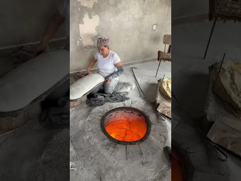 Baking Armenian Lavash bread in hot fire 🔥