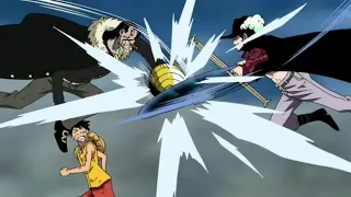 كروكودايل ضد عين الصقر ميهوك كروكودايل يحمي لوفي من ميهوك هيبة رجل الصحراء ون بيس HD 