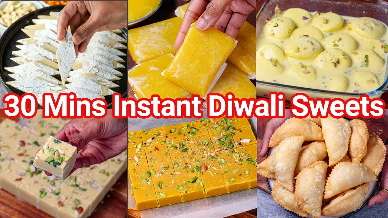 30 Mins Instant Diwali Sweets Recipe 2023 - Anyone Can Cook Festival Sweets   Deepavali Desserts