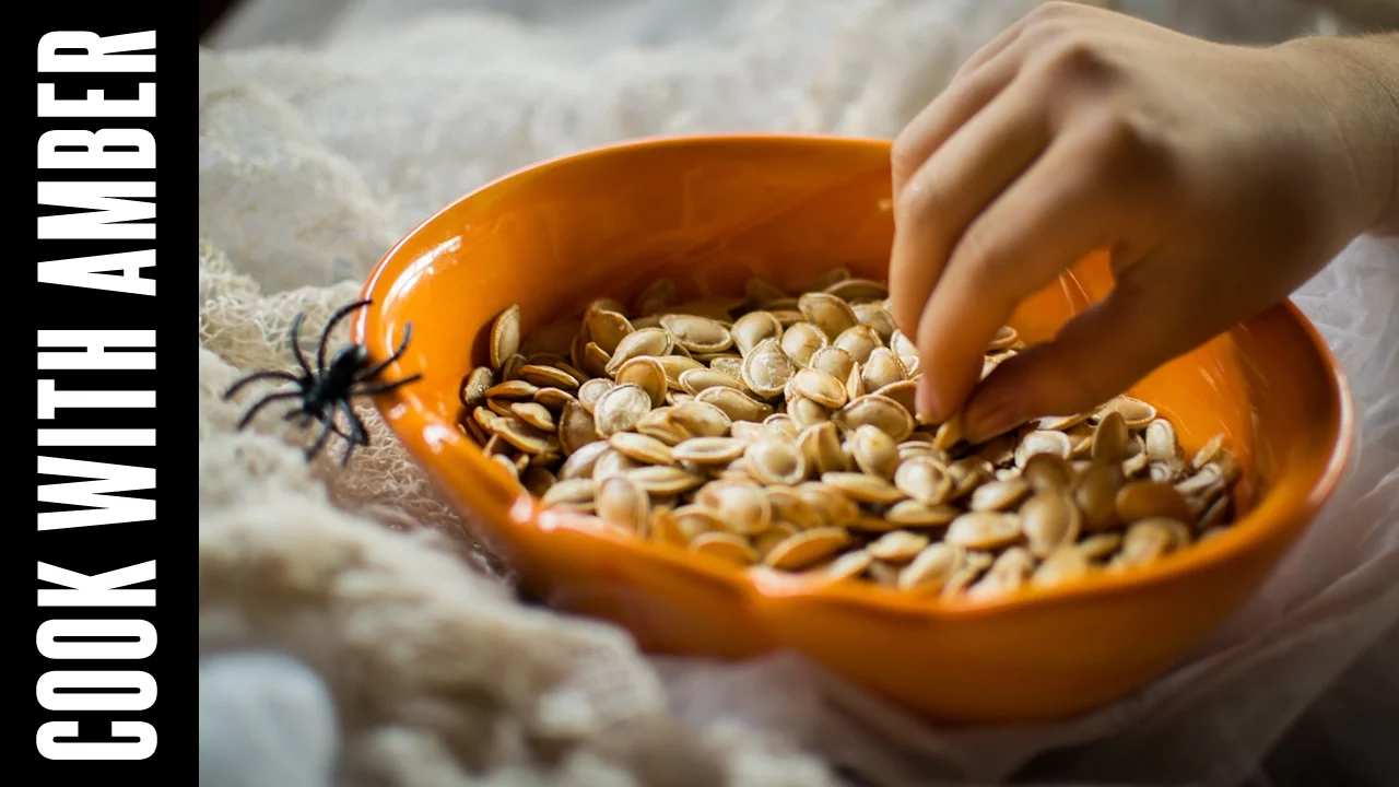 Salty Crispy Roasted Pumpkin Seeds for Halloween   Cook With Amber