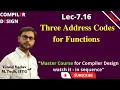 L7 16 Three Address Codes for Functions Compiler Design CD