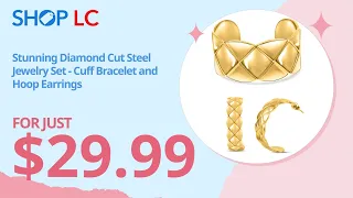 EverTrue Diamond-cut Cuff Bracelet Hoop Earrings in YG Steel