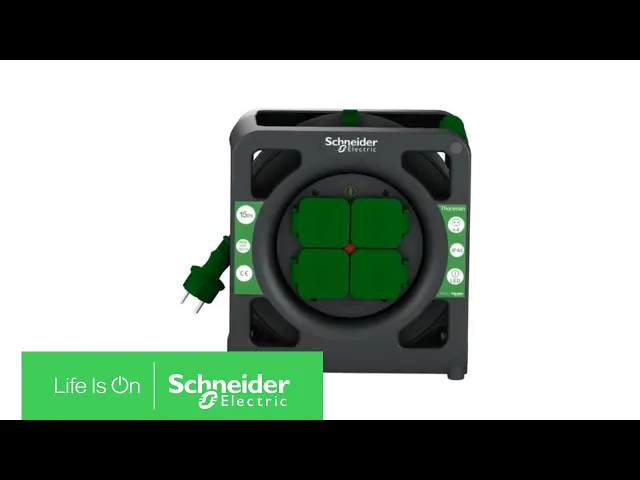 Thorsman cable reel 15m IP44 H05VV-F 3G1.5mm2 thermal protection 4x Schuko SE, SCHNEIDER ELECTRIC, IMT33136