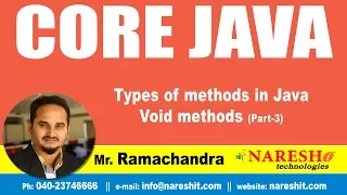 Core Java Tutorial Types of methods in Java Void methods Part-3 By Mr Ramachandra