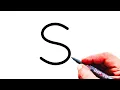 How to draw snake from letter S easy snake drawing step by step letter drawing