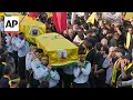 Hezbollah holds funeral for family of six killed in Israeli airstrike in Lebanon