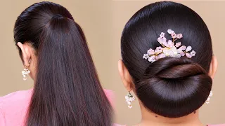 🌸 Easy Low Bun Hairstyle Tutorial | Beautiful Self Wedding Hairstyle For Long Hair ✨