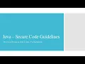 Java - Secure Code Guidelines