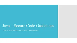 Java - Secure Code Guidelines