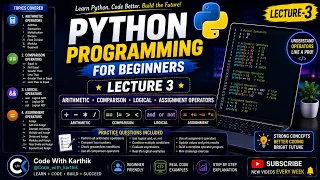 Python Programming Lecture 3 Operators Arithmetic Comparison Logical Assignment English