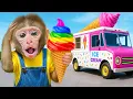 Lagu KIKI Monkey Challenge 24 HOURS Build a EXTREME ICE CREAM TRUCK with Ducklings | KUDO ANIMAL KIKI