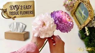 DIY Easy Tissue Paper Flowers | 2 Easy Techniques to Paint Paper Flowers Fast (Dry & Wet Methods)