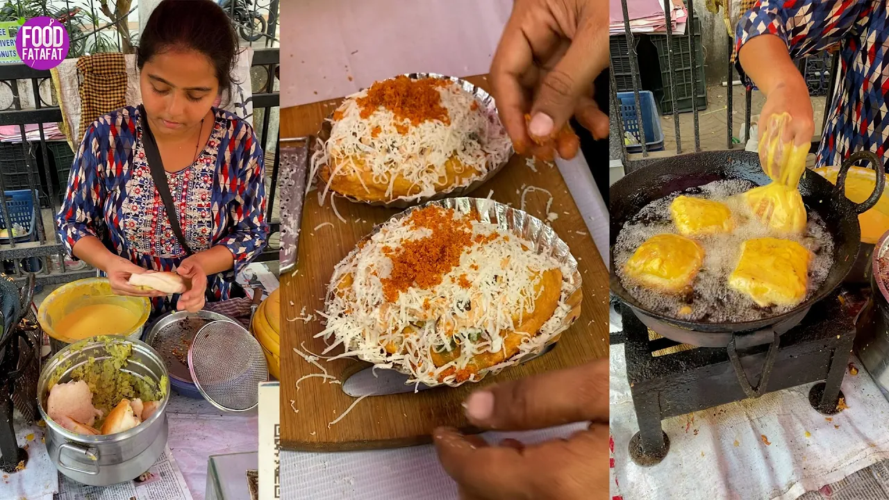 Hardworking Friends Selling Cheese Ulta Vada Pav In Mumbai Rs. 25/- Only l Mumbai Street Food