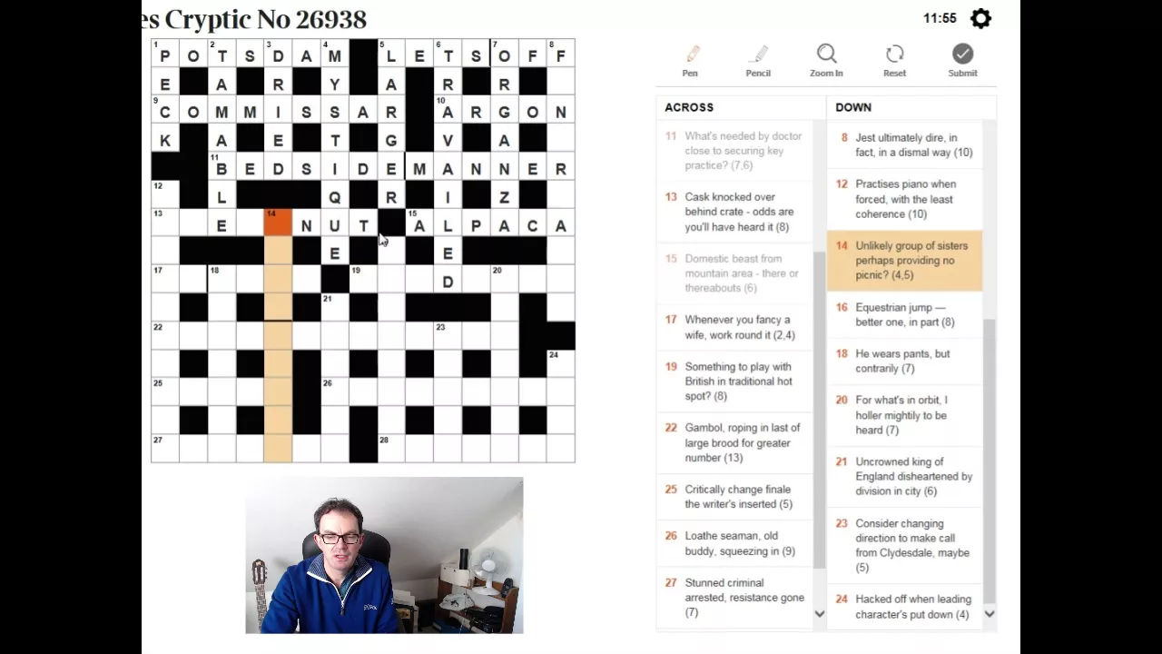 Beginner video:  Solving The Times crossword: 18 Jan 18