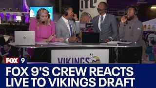 Download FOX 9's crew reacts live to Vikings taking J.J. McCarthy in NFL Draft MP3