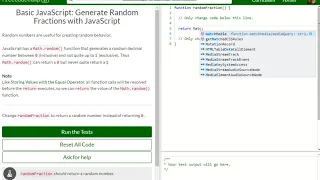 Basic JavaScript Generate Random Fractions with JavaScript free code camp Dani