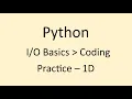 Coding Practice - 1D Basics Python NxtWave CCBP