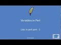 perl lec3 lists in perl Part - 1