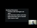 Recursive function and example factorial explanation