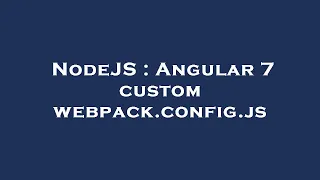 NodeJS Angular 7 custom webpack config js