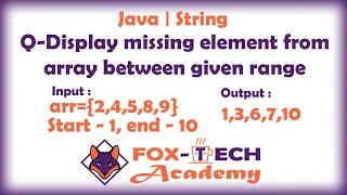 Display Missing Elements between given range Java Program for display missing element