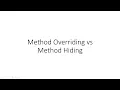 Method Overriding Vs Method Hiding in JAVA