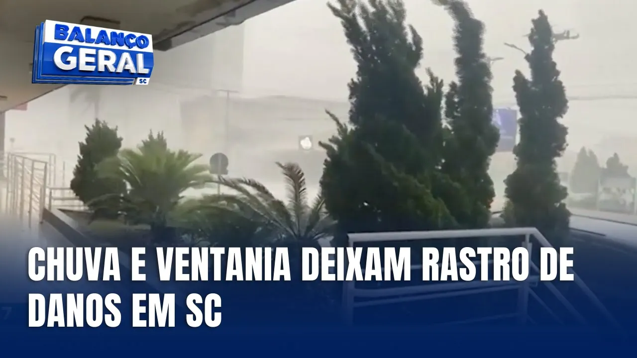 Temporal e ventania provocam estragos em diversas cidades de SC