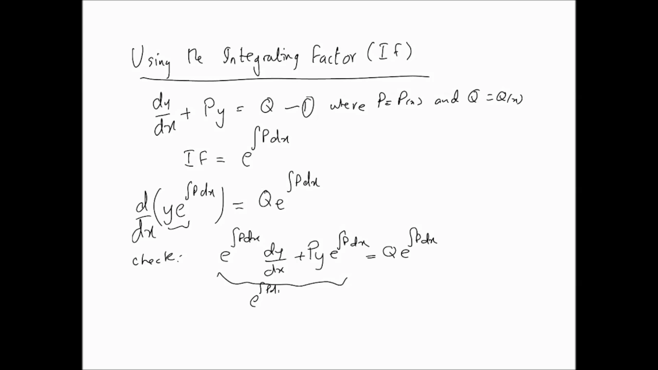 First order ODEs - Integrating factor method