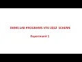 DBMS Lab - 1 Experiment VTU 2022 Scheme