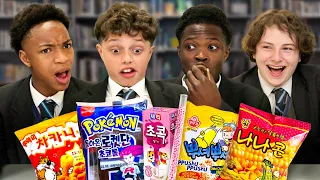 British Students Try Korean School Snacks!!