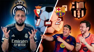 لقب ال     يقترب    فوز حاسم لبرشلونة على أوساسونا       ردة فعل مدريدي منهار    دندنها