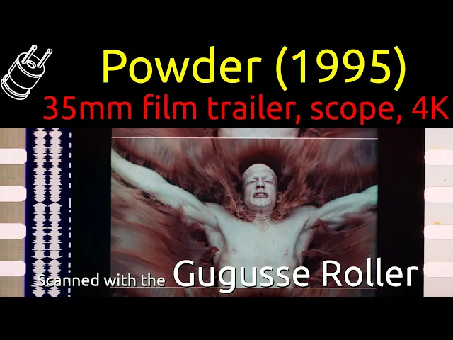 Powder (1995) 35mm film trailer, scope with hard matte, 4K (discolored)