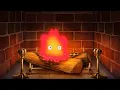 Warm Fireplace ambience but relaxing music is playing upstairs