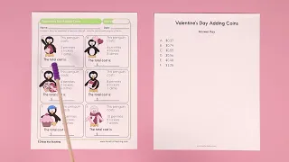 Valentine s Day Adding Coins Worksheet