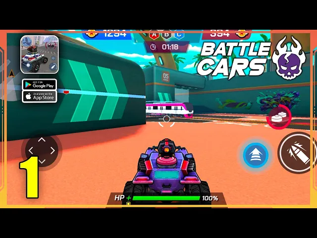 Battle Cars: Fast PVP Arena Gameplay Walkthrough Part 1 (Android, iOS)