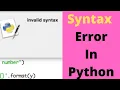 How to fix Syntax Error in Python