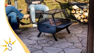 Sunnydaze Outdoor Fire Pit with Grilling Grates and Spark Screen - FSN-1921