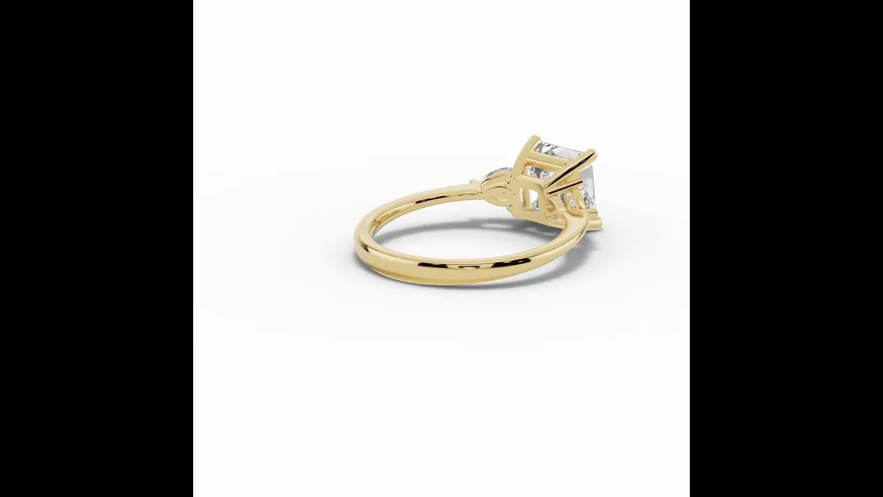 Vionne Asscher Three-Stone Engagement Ring