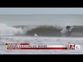 Surfers enjoying big waves from Erin at Topsail Beach