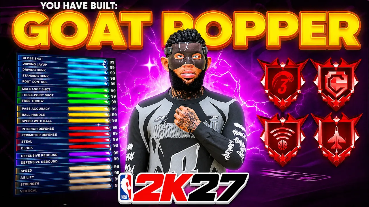 My "GOAT POPPER" BUILD IS DOMINATING NBA 2K27! BEST PF/BACKEND BUILD on NBA 2K27: video thumbnail