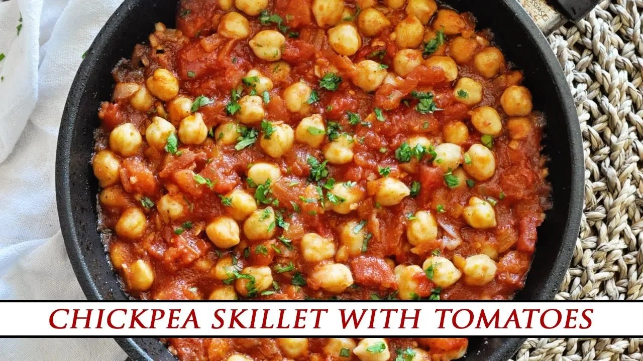 Spanish GARBANZO BEAN SKILLET with Chunky Tomatoes