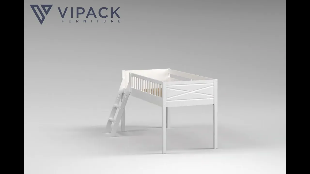 Half-Height Mezzanine Bed (H 115CM) SCOTT With Ladder 90 X 200 cm White
