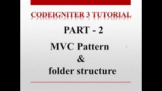 Codeigniter 3 Tutorial for beginners - Folder structure and C Framework details 2