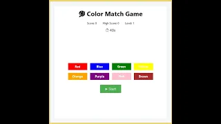 Color Match Game Using Tkinter