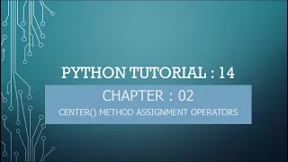 Python Tutorial 14 Center Method in Python Assignment Operators in Python