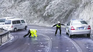 Icy Road Madness Caught on Camera
