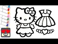 Hello Kitty Dress Coloring Page Cute Easy Coloring for Kids