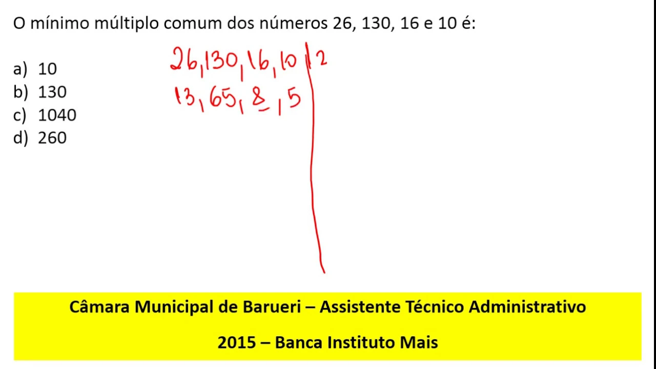 Mínimo Múltiplo Comum MMC Prova de Matemática Instituto Mais #IMAIS