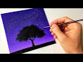 Easy Night Sky for Beginners Acrylic Painting Tutorial Step by Step