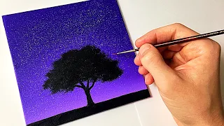 Easy Night Sky for Beginners Acrylic Painting Tutorial Step by Step